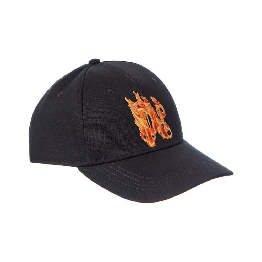 Palm Angels Burning Monogram Hat, Black